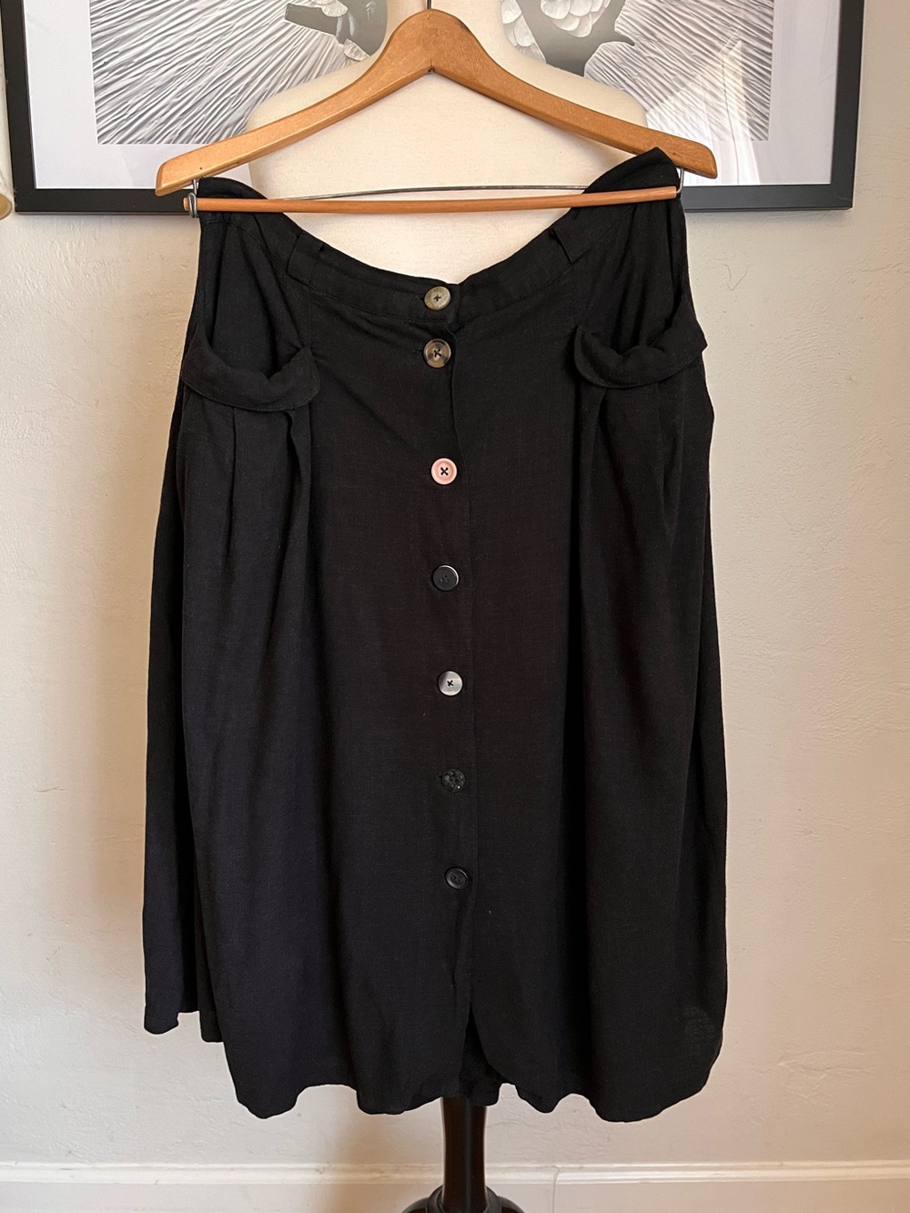 ModCloth Linen Blend Button Down Midi Skirt